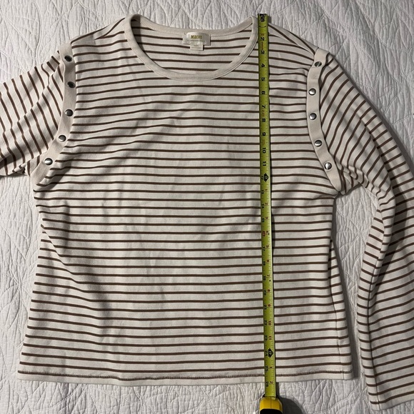 Maeve Cream and Brown Striped Long Sleeve Top - Picture 5 of 6